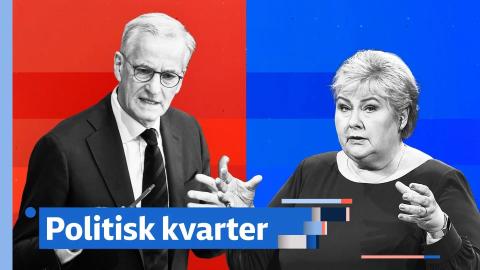 Politisk kvarter - NRK TV - 4. august 2025 · Statsministerduell med Støre og Solberg